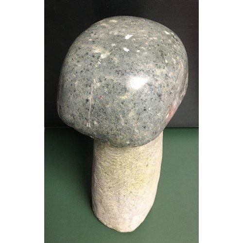 9053 - A carved soapstone Inuit/Eskimo art mushroom 25cm high