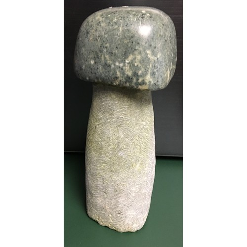 9053 - A carved soapstone Inuit/Eskimo art mushroom 25cm high