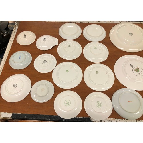 9143 - A 19th Century small comport with green twist decoration and a quantity of various china plates, sau... 