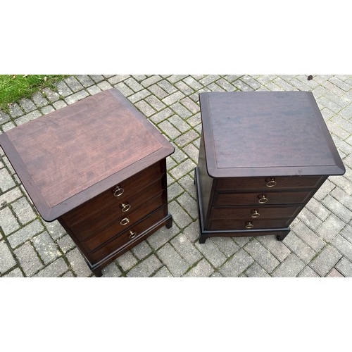 9280 - A pair of Stag Minstrel bedside chests, 72cm high, 53cm wide, 47cm deep. This item is held in storag... 