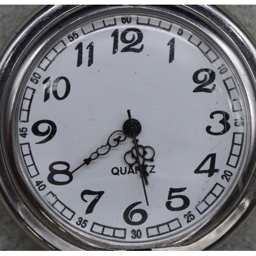 403 - A Quartz full hunter pocket watch with Arabic numerals and chain