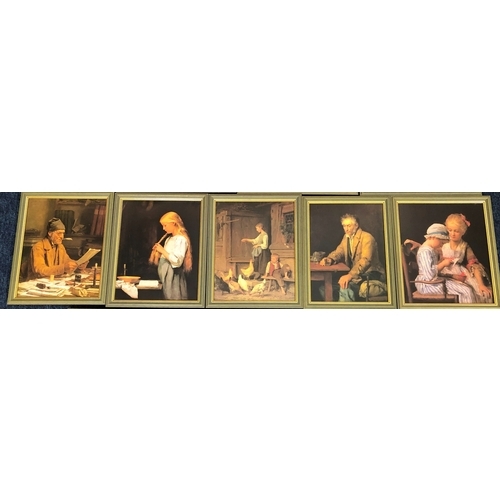 9029 - A set of 12 prints of Albert Anker artwork in matching frames, largest frame, 31.5 x 36.