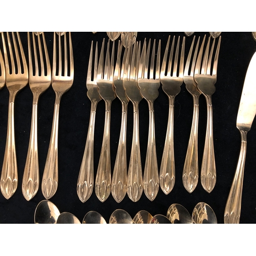 1097 - A canteen of 'Dynasty' bronze cutlery, 8 settings in hardwood case