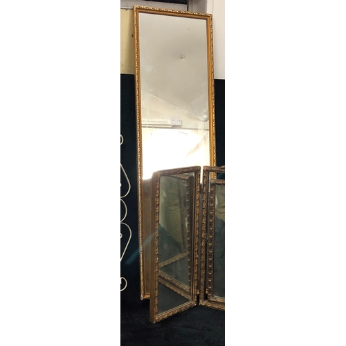 1101 - 4 various mirrors, tallest, 115 x 34cm. (Dressing table mirror flaking)