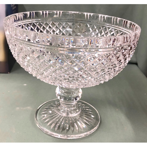 1131 - A Stuart cut crystal heavy bowl, 25cm diameter, 22cm high and a boxed Spiegelau 2 person set of glas... 