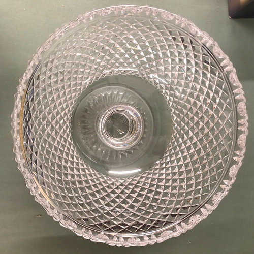 1131 - A Stuart cut crystal heavy bowl, 25cm diameter, 22cm high and a boxed Spiegelau 2 person set of glas... 