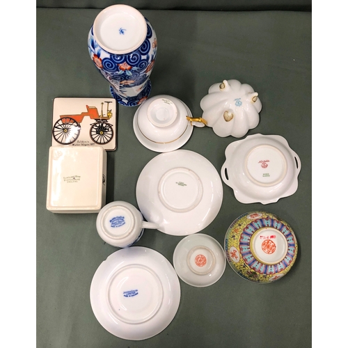 1144 - 2 Noritake dishes, a Copeland cup (cracked) and saucer (chipped) and various other china.