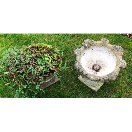 1180 - 2 stone planters on square pedestal bases, approximately 43cm high. This item is not held by PF Wind... 