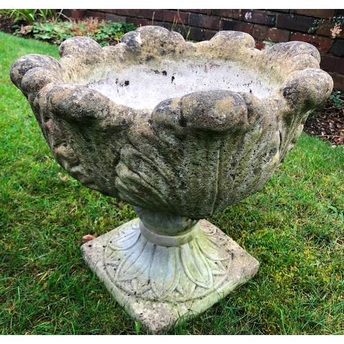 1180 - 2 stone planters on square pedestal bases, approximately 43cm high. This item is not held by PF Wind... 