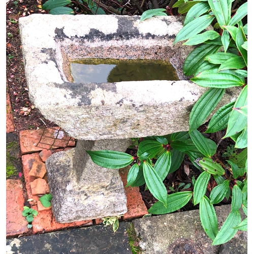 1191 - A granite rectangular topped bird bath, top, 46 x 25cm, 68cm high. This item is not held by PF Windi... 