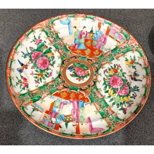 1219 - A Cantonese dish, 24cm diameter (chipped to edge) and various other china.