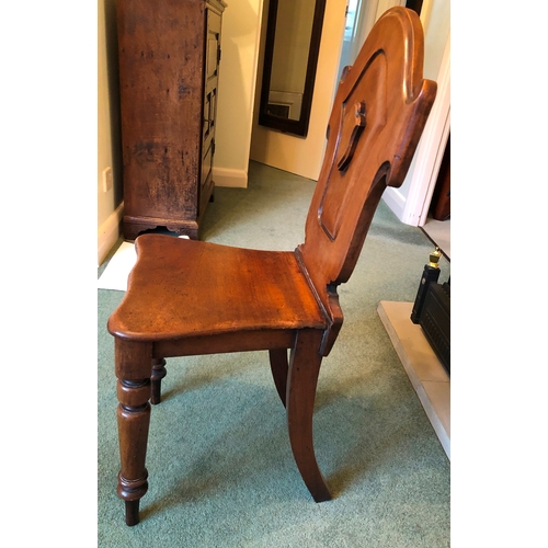 1228 - A small oak chair, 87cm high, seat 40cm high  (small split to back). This item is not held by PF Win... 