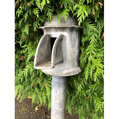 1244 - A Bulbeck Foundry lead 2-handled planter, 33cm diameter, 34cm high and a lead waterspout, 115cm high... 