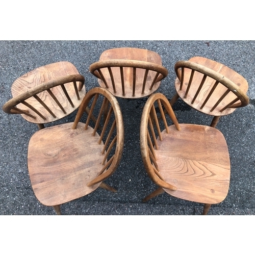 1023 - 5 matching Ercol chairs (1 leg restored, cracks to top of some chair backs and all generally worn an... 