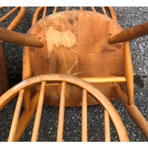 1023 - 5 matching Ercol chairs (1 leg restored, cracks to top of some chair backs and all generally worn an... 