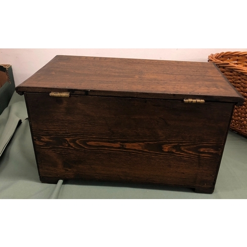 1027 - A wood work box, 38 x 20 x 25cm, a small wicker basket, a reproduction African stick etc.