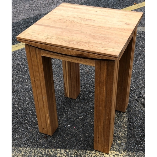 1060 - JB Global light oak small square low table, 45cm wide, 45.5cm deep, 60cm high. Light surface scratch... 