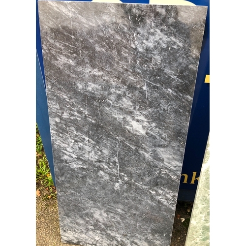 1069 - 2 rectangular slabs of marble, 100cm long, 50cm wide, 2cm deep and 142.5cm long, 38cm wide, 2cm deep