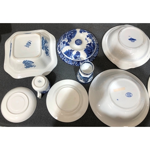 1200 - A quantity of various blue and white china including a Delft vase, 19cm high, Copland, Abbey (lid cr... 