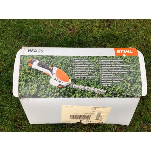 1240 - A Stihl HSA 25  electrical  hedge trimmer, 51cm long overall, with charging unit.This item is not he... 