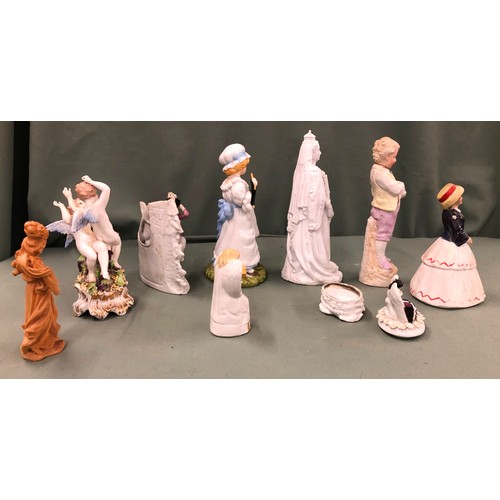 1298 - A quantity of various china figures, including a Bisque figure of Queen Victoria, 20cm high.