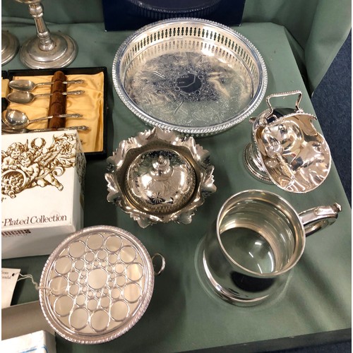 1312 - A quantity of various plated items, including a pair of goblets, coasters etc and a Hadson gas light... 