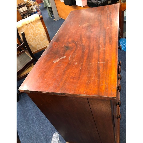 1323 - A 19th Century mahogany chest of drawers, 108cm wide, 54cm deep, 108.5cm high (split to side, part v... 