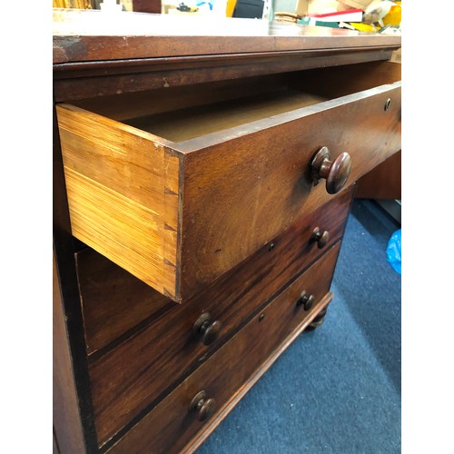 1323 - A 19th Century mahogany chest of drawers, 108cm wide, 54cm deep, 108.5cm high (split to side, part v... 