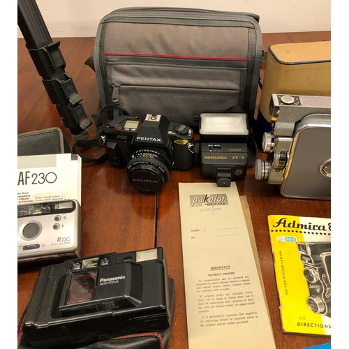 1328 - A large quantity of cameras, including an Olympus OM-2, Pentax P50, Yashica Zoomtec 90, Dacora, Brow... 