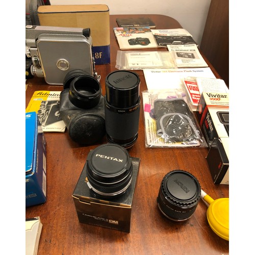 1328 - A large quantity of cameras, including an Olympus OM-2, Pentax P50, Yashica Zoomtec 90, Dacora, Brow... 