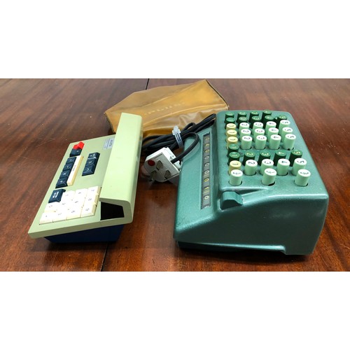 1347 - A vintage Plus adding machine by Bell Punch Ltd, model No. 509/F/824.000, with plastic cover and an ... 