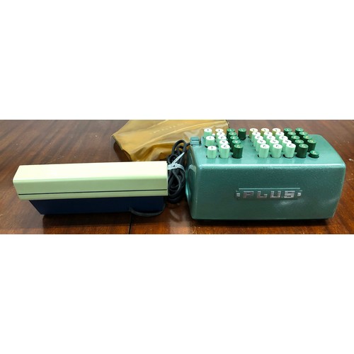 1347 - A vintage Plus adding machine by Bell Punch Ltd, model No. 509/F/824.000, with plastic cover and an ... 