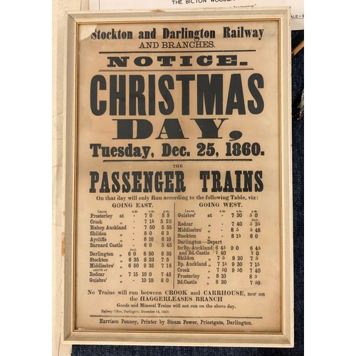 1359 - Various railway related posters, maps, scale drawings, including a Stockton and Darlington Railway B... 