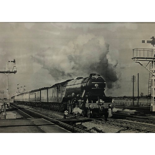 1360 - A black and white print of the Flying Scotsman Loco No. 4472 passing Church Fenton, Yorks. on 6th Ap... 