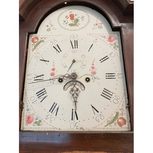 1375 - A 19th Century mahogany 8-day striking longcase clock with swan neck and painted dial. This item is ... 