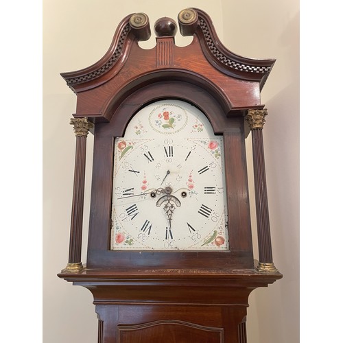 1375 - A 19th Century mahogany 8-day striking longcase clock with swan neck and painted dial. This item is ... 