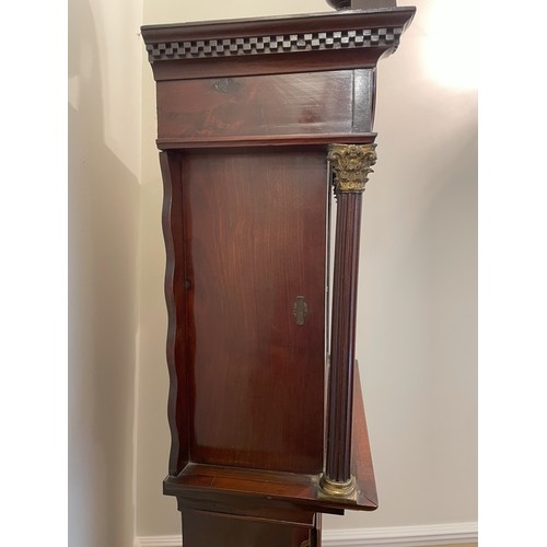 1375 - A 19th Century mahogany 8-day striking longcase clock with swan neck and painted dial. This item is ... 