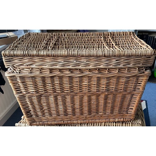 1381 - A wicker basket Height 48cm high, 2cm wide, 47cm deep. This item is not held by PF Windibank, collec... 