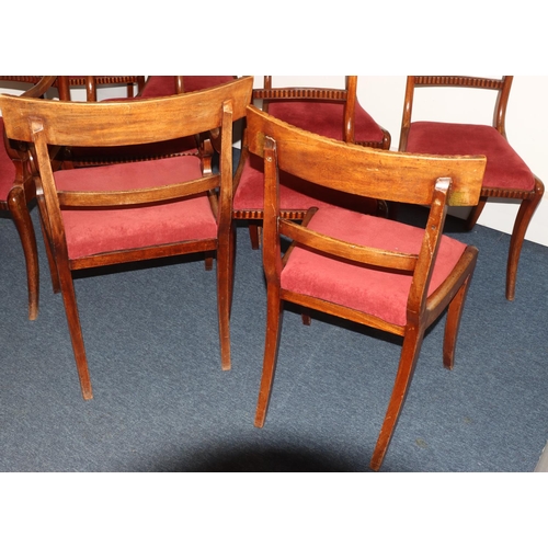 990 - A Set of 10 19th century mahogany dining chairs with drop in seats (2 backs restored)