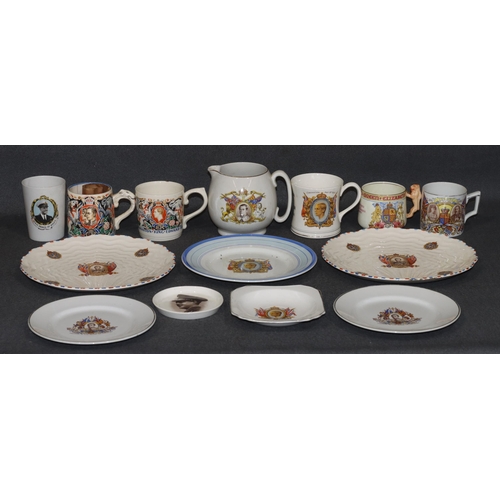 155 - An Edward VIII abdication mug, Laura Knight Edward VIII Coronation mug, another similar mug and 11 v... 