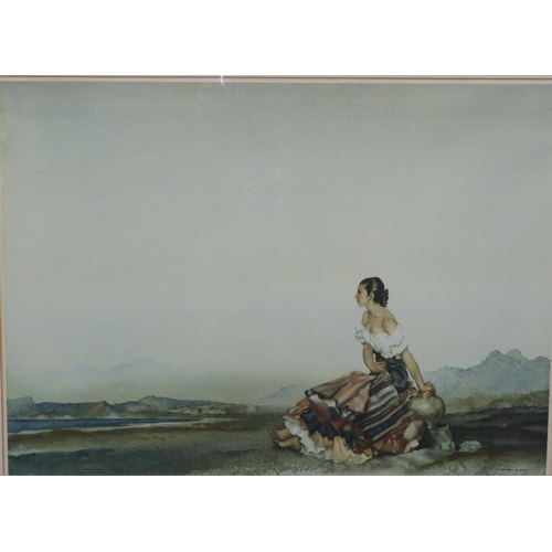 182 - William Russell Flint, coloured print, 43cm x 57cm, blind stamped 