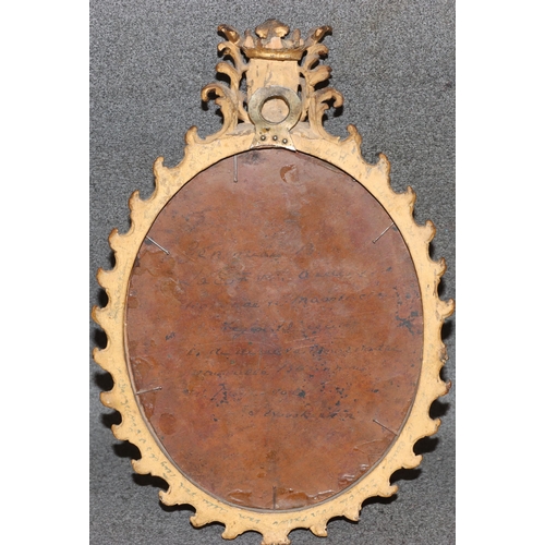 196 - A 17th/18th Century oval oil on copper, 23cm high overall, picture 15.5cm x 12.5cm, half-length port... 