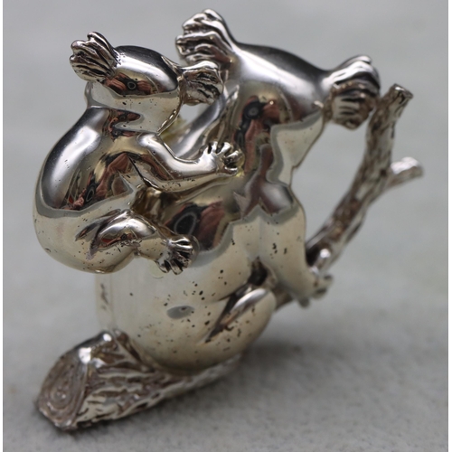 258 - A Saturno 925 silver Koala and Cub on tree trunk, 4cm high, 1.3oz