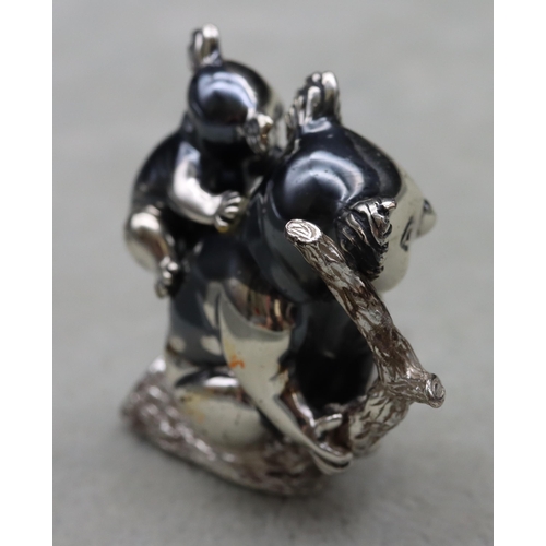 259 - A Saturno 925 silver and enamelled model of a Koala and cub on tree trunk, 3.9cm high, 1.3oz gross