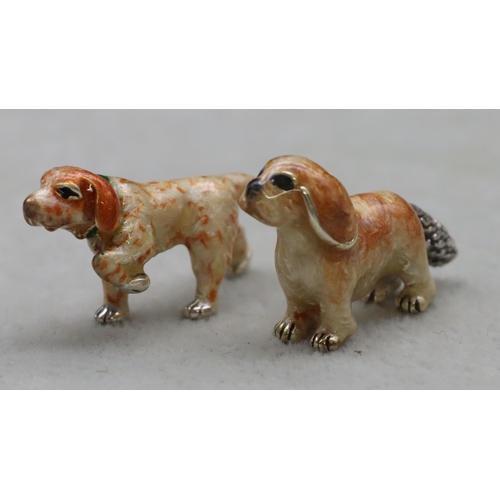 261 - 2 Saturno 925 silver and enamelled small figures of dogs 