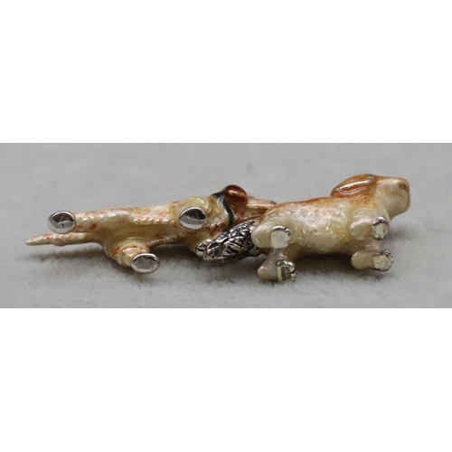 261 - 2 Saturno 925 silver and enamelled small figures of dogs 