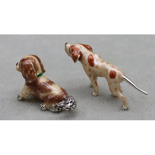 263 - 2 Saturno 925 silver and enamelled small figures of dogs 