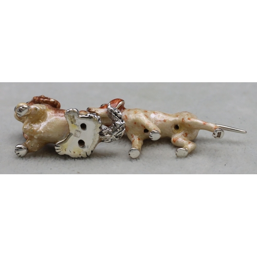 263 - 2 Saturno 925 silver and enamelled small figures of dogs 