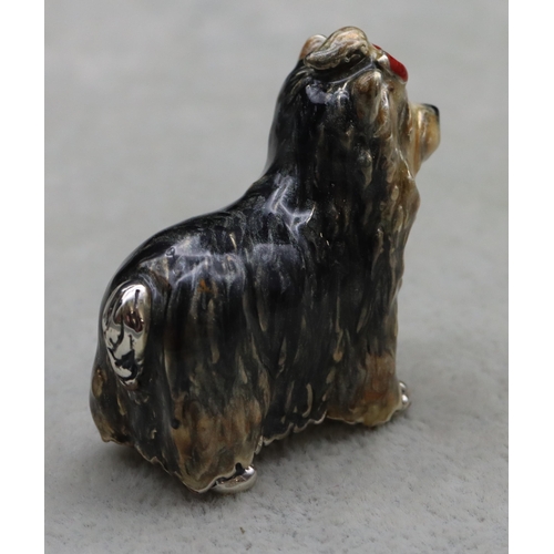 265 - A Saturno 925 silver and enamelled Yorkie Terrier, 3.8cm long, 3.4cm high, 1.2oz