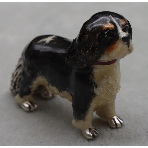 266 - A Saturno 925 silver and enamelled King Charles Spaniel, 5.5cm long, 4cm high, 1.9oz gross